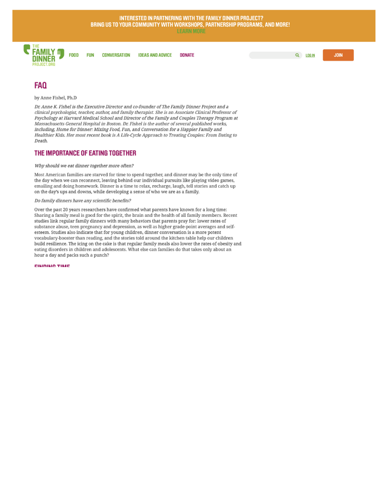 Family Dinner Project FAQs