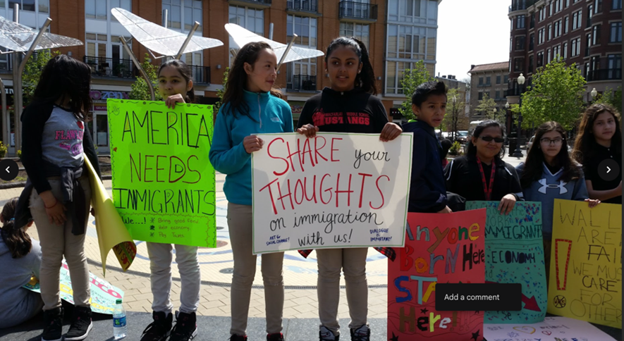 Students with posters on the street