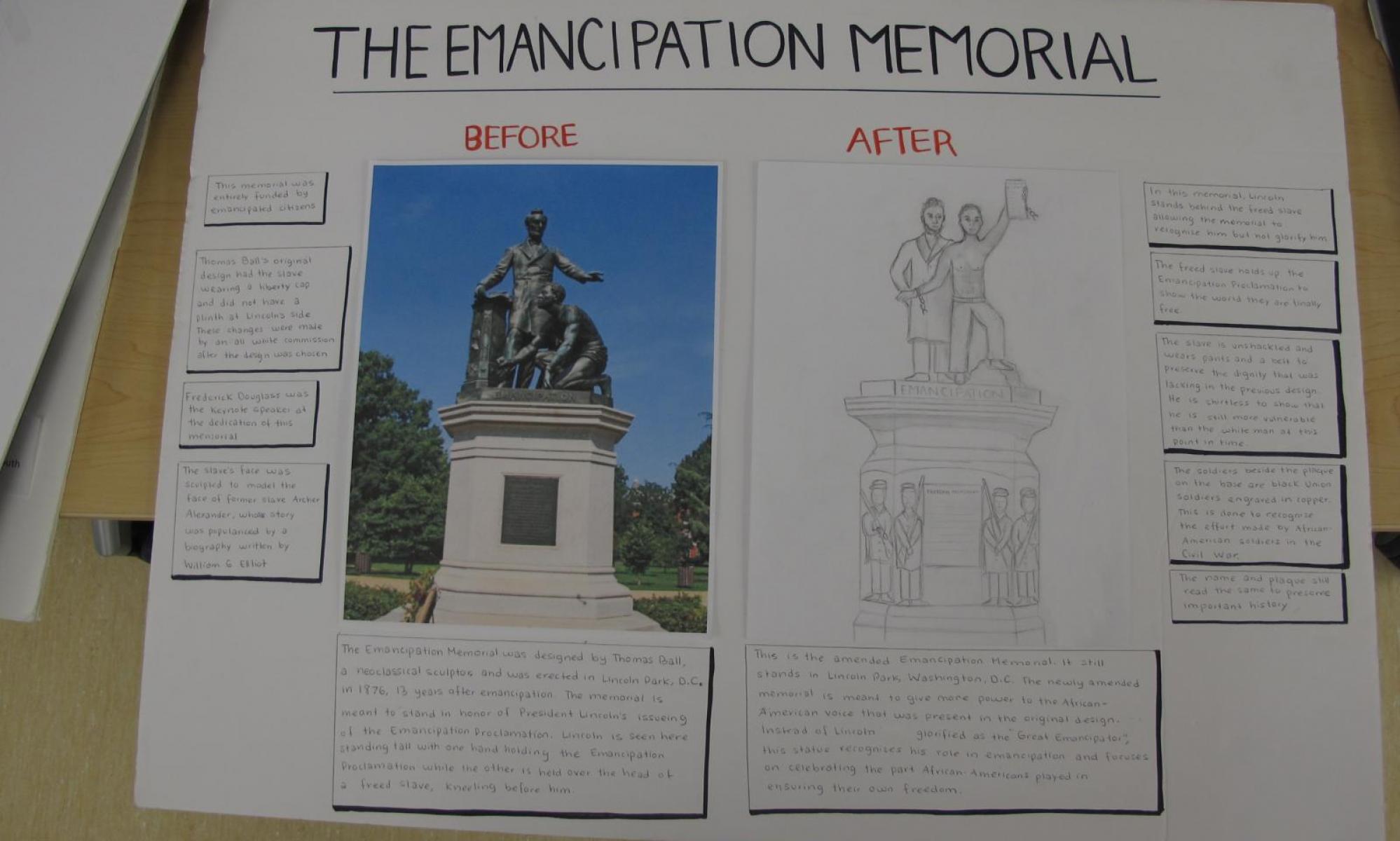 Emancipation memorial student posterboard project