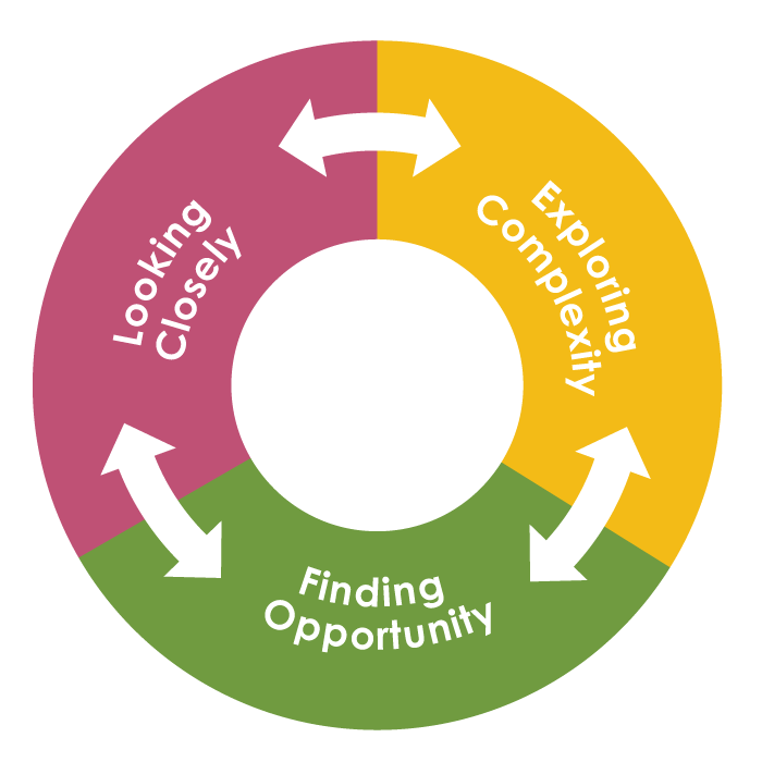 The Inquiry Cycle image. Looking Closely, Exploring Complexity, and Finding Opportunity