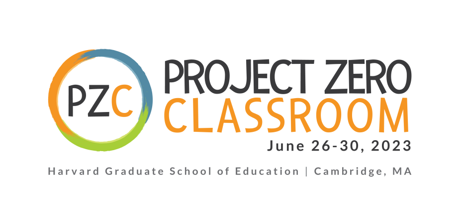 Project Zero Classroom Logo - Letters PZC inside of a green, orange, and blue circle.