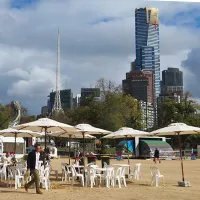 An arts festival on a beach