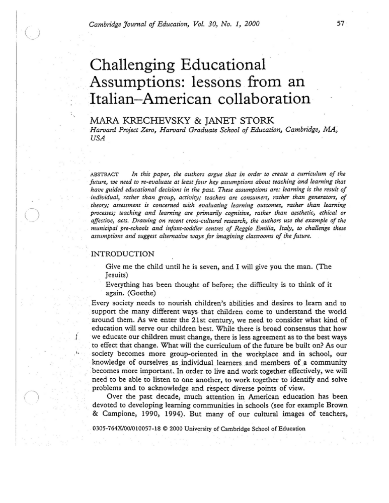 Challenging Educational Assumptions