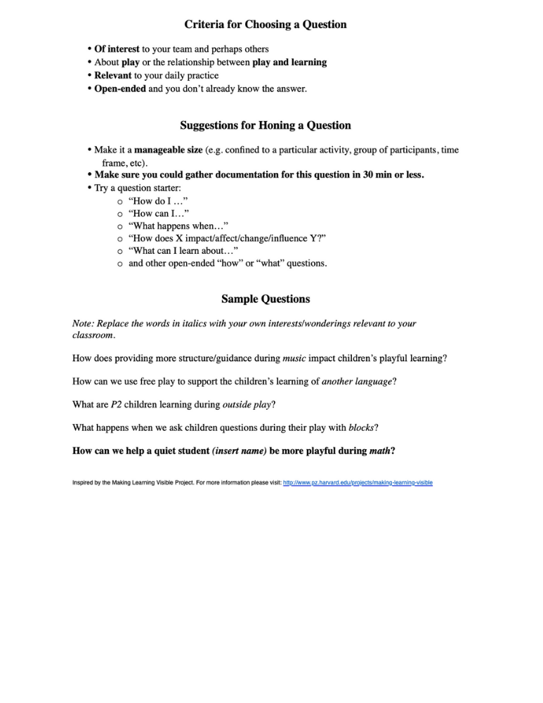 Choosing a Honing Question