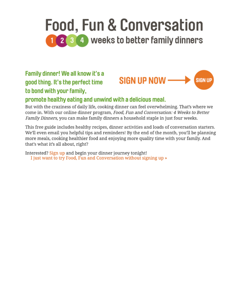 Four Weeks to Better Family Dinners