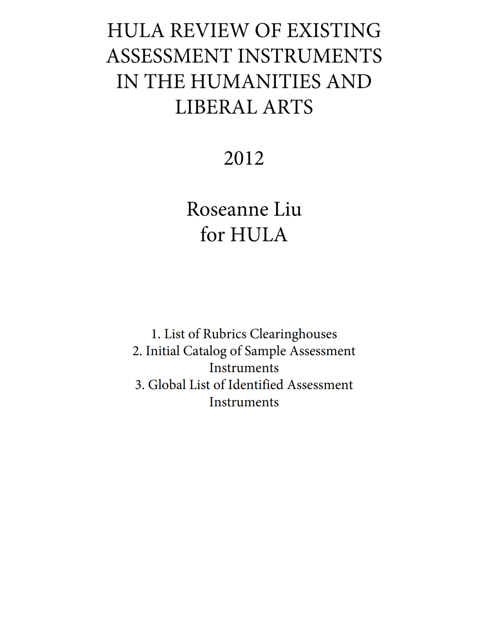 HULA REVIEW OF EXISTING ASSESSMENT