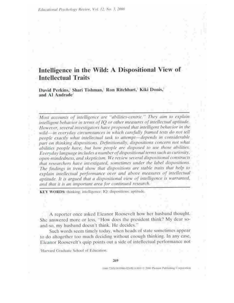 Intelligence in the Wild