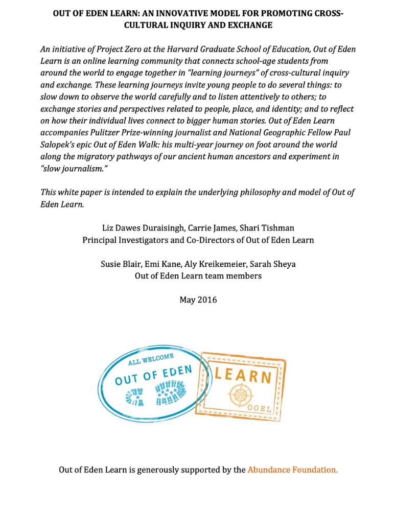 Out of Eden Learn White Paper