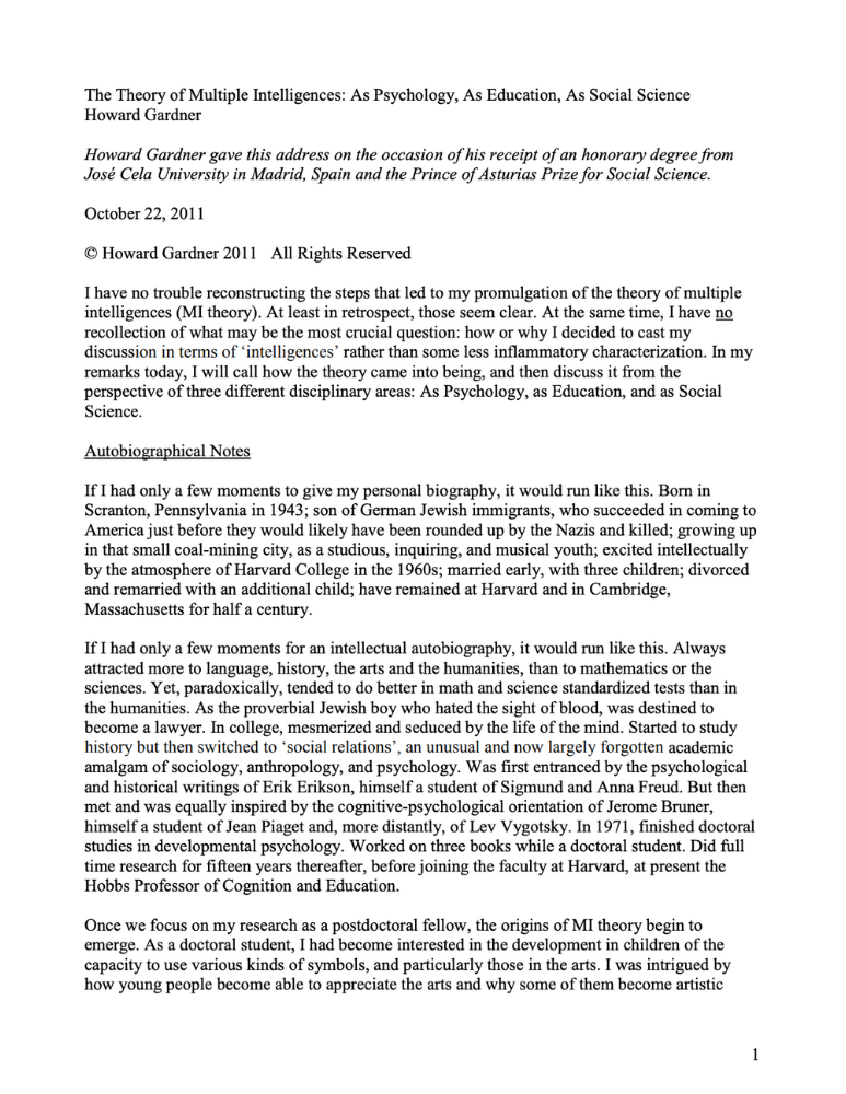 The Theory of Multiple Intelligences