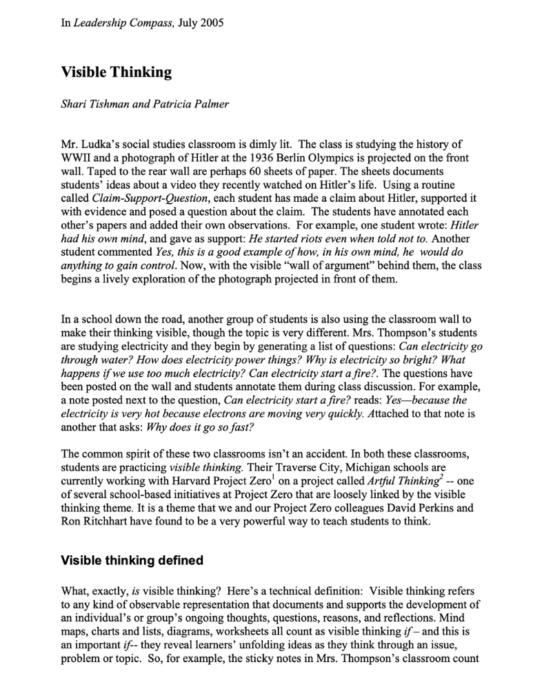 Visible Thinking (Article)