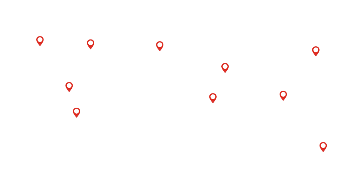 World map with different points noted in red