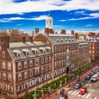 An aerial view of Harvard University