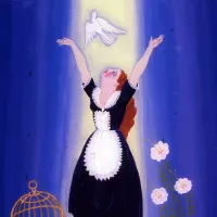 Painting of a woman and a dove