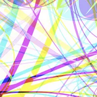 Illustrated intersecting lines in pink, yellow, and blue